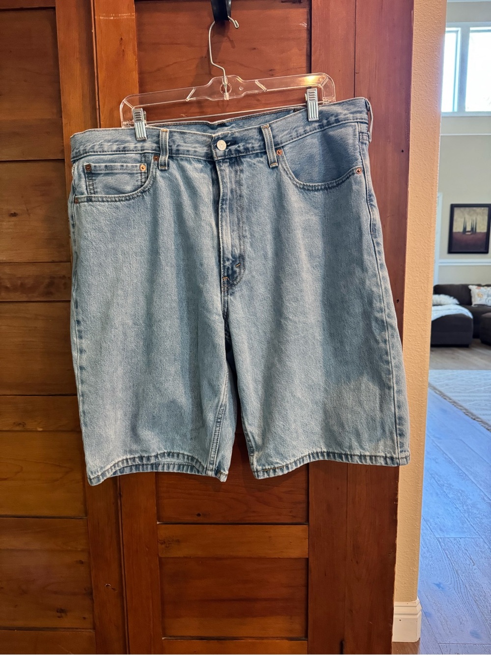 Vintage Levi's 469 Loose Fit Denim Jorts Light Wash, Size 38 waist